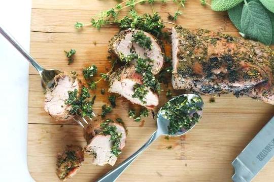 Pork Loin With Herbed Matcha Rub